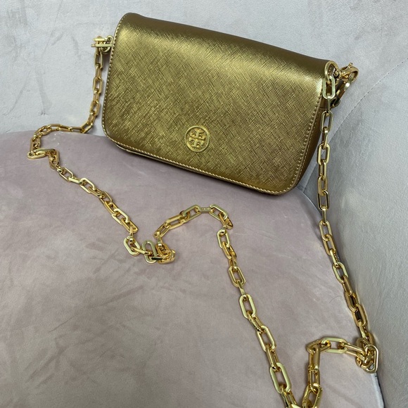 Tory Burch Saffiano Leather Gold Crossbody - Picture 14 of 14